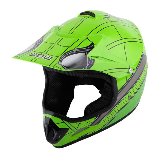 WOW Youth Kids Motocross BMX MX ATV Dirt Bike Helmet Spider Green Size Large
