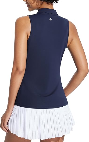 baleaf Women's Golf Shirts Tank Tops Sleeveless Tennis Polo Racerback with Collar Athletic Tanks Quick Dry