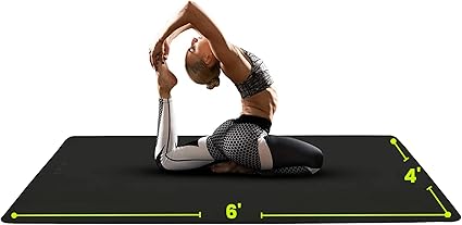 Large Yoga Mat (6'x4') Extra Wide Workout Mat for Home, Non Slip Fitness & Exercise Mat for Home Gym, Yoga, Pilates, Stretching, and Floor
