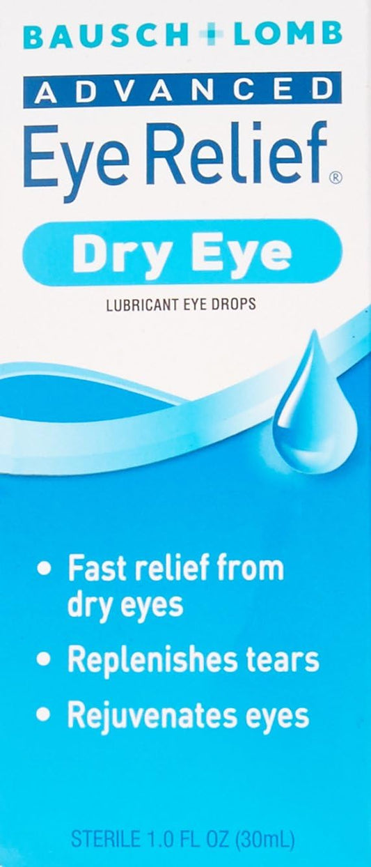 Advanced Eye Relief Eye Drops by Bausch & Lomb, for Dry Eyes & Redness Relief, 30 mL