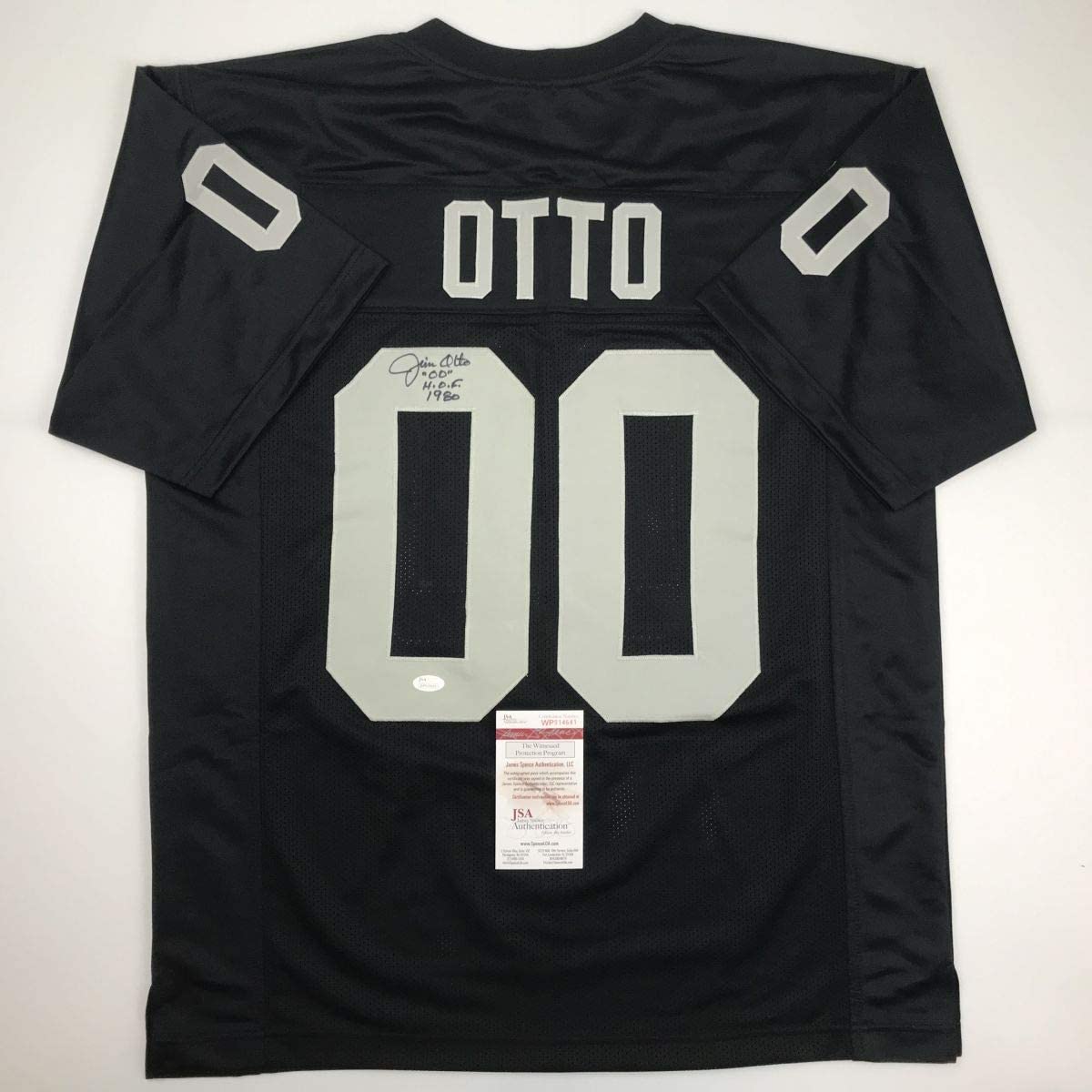 Autographed/Signed Jim Otto HOF 80 Oakland Black Football Jersey JSA COA