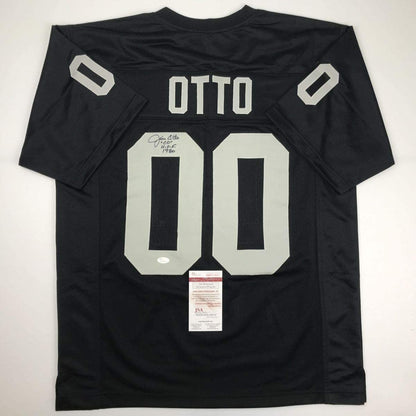 Autographed/Signed Jim Otto HOF 80 Oakland Black Football Jersey JSA COA
