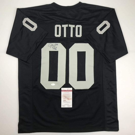 Autographed/Signed Jim Otto HOF 80 Oakland Black Football Jersey JSA COA