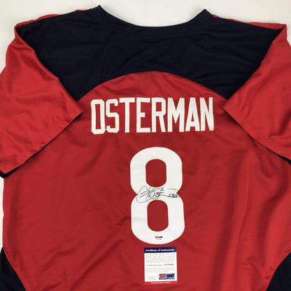 Autographed/Signed Cat Osterman USA United States Red Team Softball Jersey JSA COA