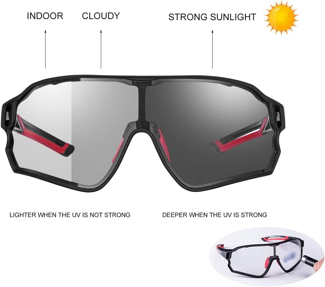 ROCKBROS Photochromic Sunglasses Thicken PC Lenses With UV400 Protection Coating