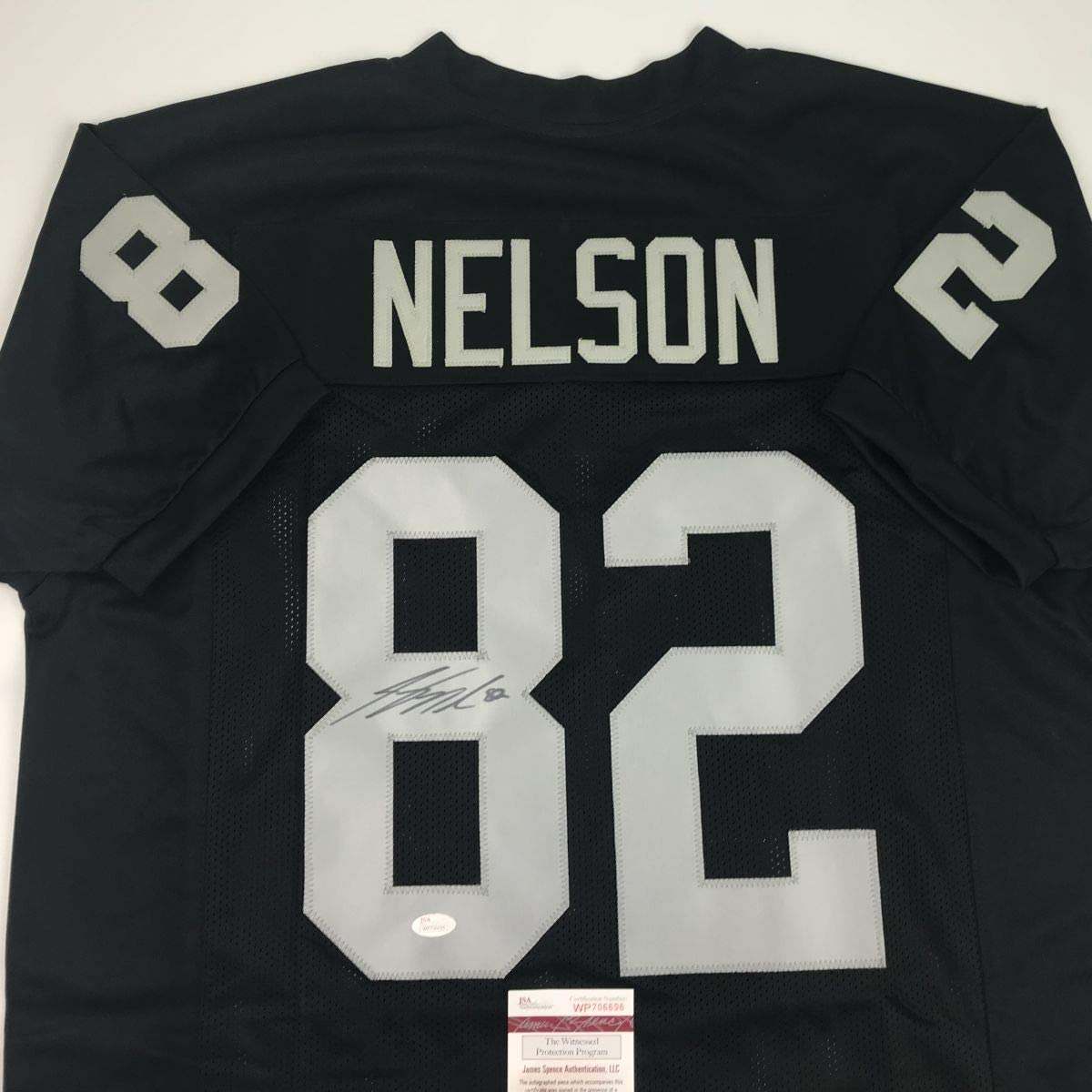 Autographed/Signed Jordy Nelson Oakland Black Football Jersey JSA COA