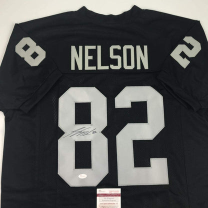 Autographed/Signed Jordy Nelson Oakland Black Football Jersey JSA COA
