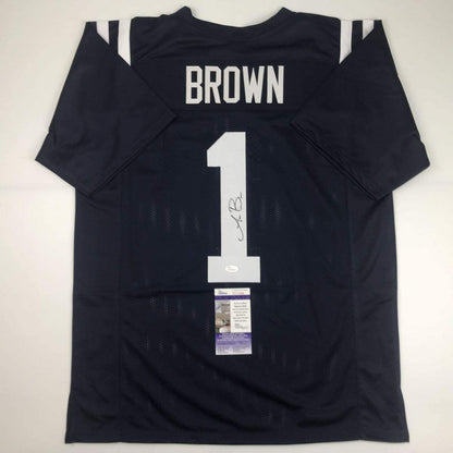 Autographed/Signed AJ A.J. Brown Ole Miss Blue College Football Jersey JSA COA