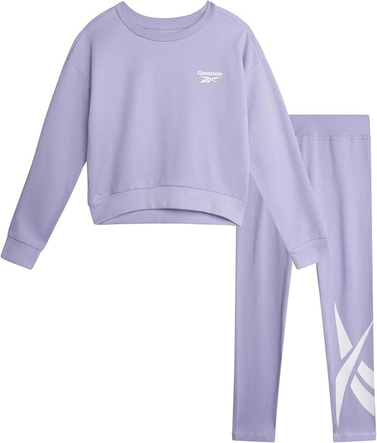 Reebok Girls' Sweatsuit Set - 2 Piece Hoodie Sweatshirt and Leggings - Youth Clothing Set for Girls (7-12)