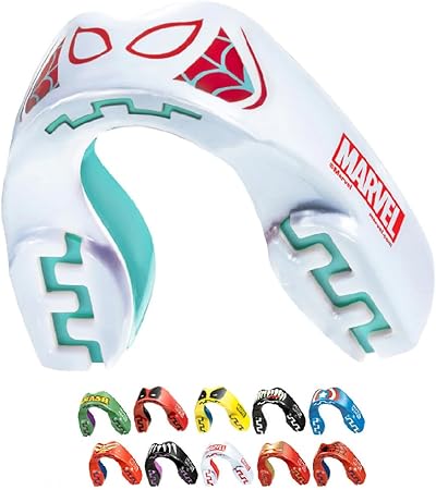 Marvel Spider-Gwen Sports Mouthguard Dual Layer Premium Protection Junior Gum Shield with Case for Boxing, MMA, Rugby, Martial Arts, Judo and All Contact Sports