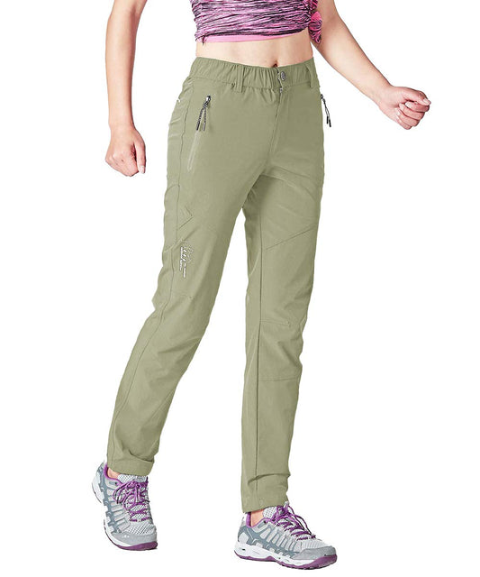 Gopune Women's Outdoor Lightweight Quick Dry Sportswear Water Resistant Hiking Pants with Pockets (Army Green,XS)