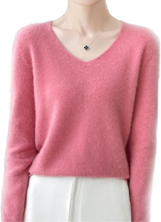 Cashmere Sweaters for Women, 100% Cashmere Soft V Neck Warm Luxurious Lightweight Long Sleeve Pullover Sweater