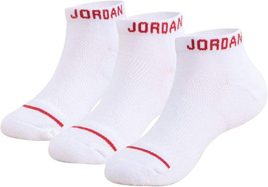 NIKE AIR JORDAN JUMPMAN NO SHOW SOCKS 3 PACK - BOYS' GRADE SCHOOL (5-7 (Shoe 10C-3Y), White)