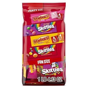 SKITTLES Original, SKITTLES Wild Berry & STARBURST Original and STARBURST FaveReds Fun Size - WRIGLEY'S Assorted Candy Variety Pack - Candy Bulk Individually Wrapped, 20.13oz