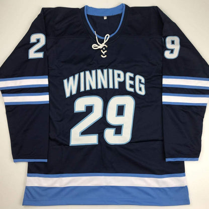 Autographed/Signed Patrik Laine Winnipeg Blue Hockey Jersey Beckett BAS COA