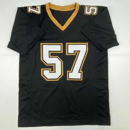 Autographed/Signed Rickey Jackson New Orleans Black Football Jersey Beckett BAS COA