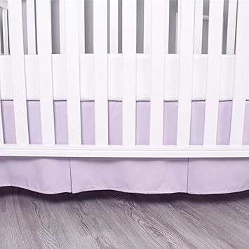 Belsden Crib Skirt with Durable Woven Platform, Both Long Sides Pleated, Split Corners Dust Ruffle for Easy Placement Inside of Standard Crib Bed, 14 inches (36cm) Length Drop, Light Purple Color
