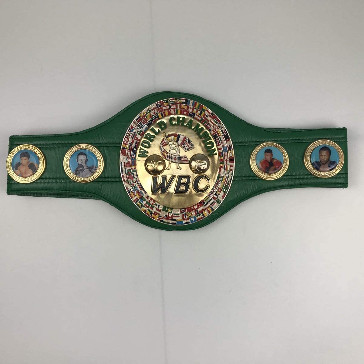 Autographed/Signed George Foreman WBC Green Boxing Replica Championship Belt JSA COA