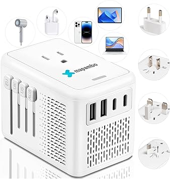 220V to 110V Voltage Converter US to Europe for Hair Dryer with 2 USB Port 2 USB C International European Universal Travel Adapter Worldwide Step Down Power Converter Plug Combo C A G I