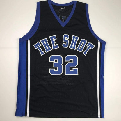Autographed/Signed Christian Laettner Duke Black Stat The Shot College Basketball Jersey JSA COA