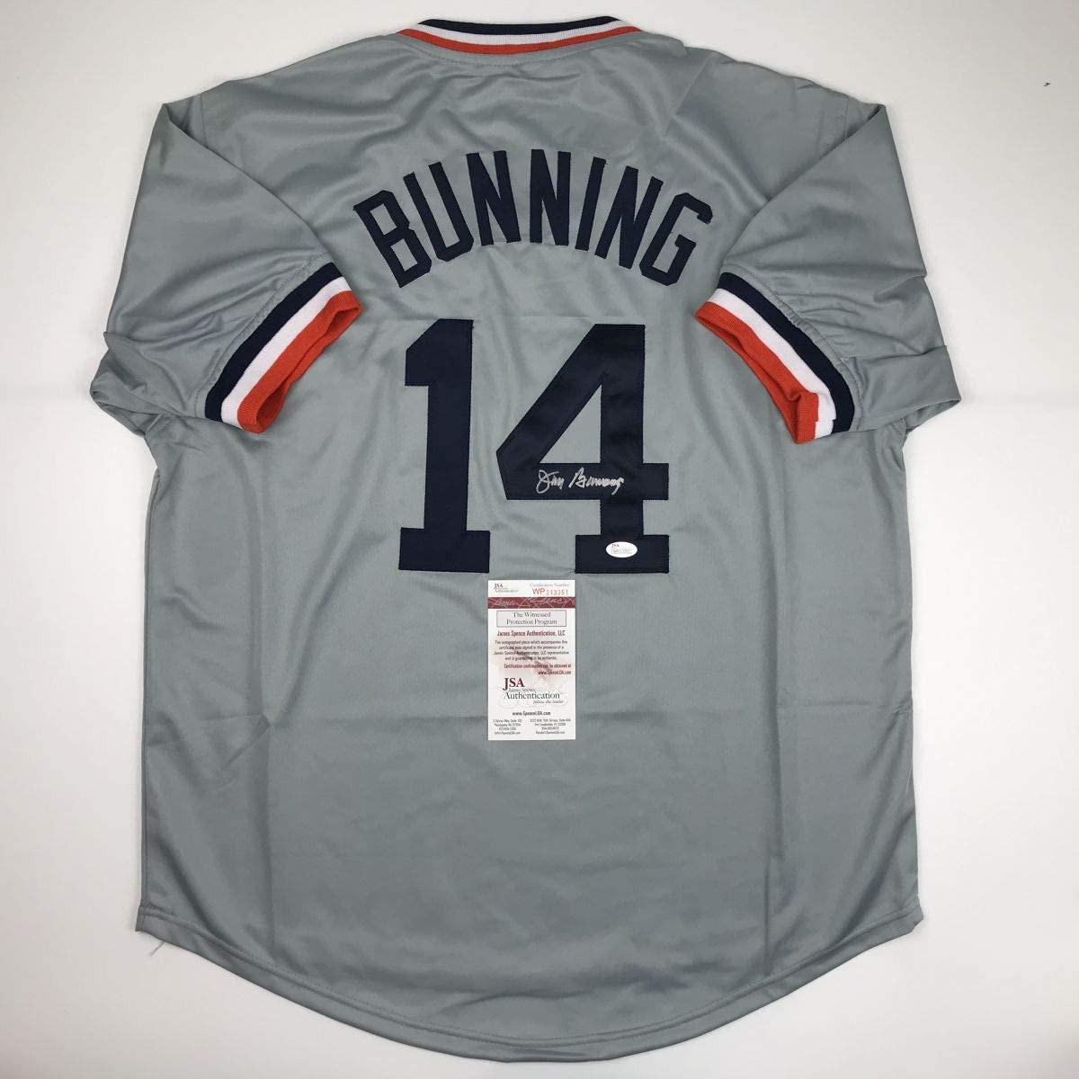 Autographed/Signed Jim Bunning Detroit Grey Baseball Jersey JSA COA