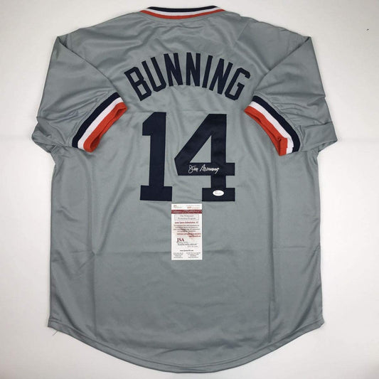Autographed/Signed Jim Bunning Detroit Grey Baseball Jersey JSA COA