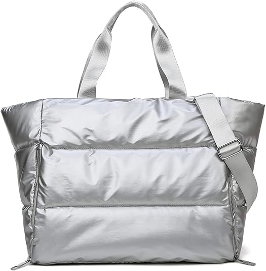 Barsine Puffer Tote Bag for Women, Large Puffy Shoulder Handbag, Lightweight Yoga Bag with Wet Pocket for Travel, Gym