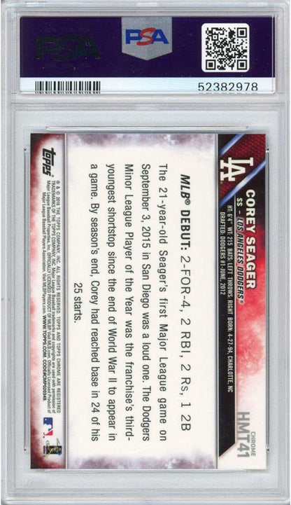 Graded 2016 Topps Chrome Corey Seager #HMT41 Update Rookie RC Baseball Card PSA 10 Gem Mint