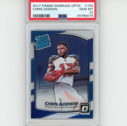 Graded 2017 Panini Donruss Optic Chris Godwin #155 Rated Rookie RC Football Card PSA 10 Gem Mint
