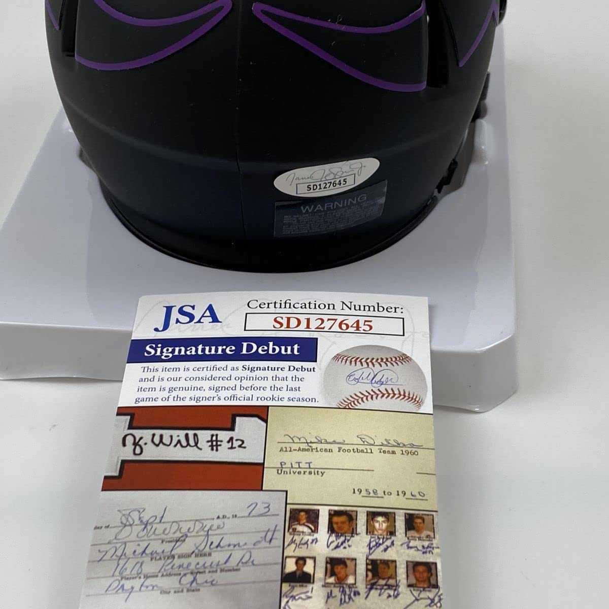 Autographed/Signed Justin Jefferson Minnesota Vikings Eclipse Football Mini Football Helmet JSA COA