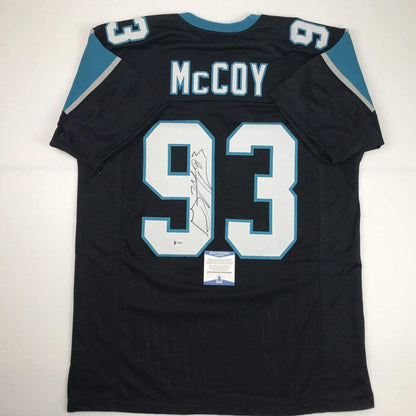 Autographed/Signed Gerald McCoy Carolina Black Football Jersey Beckett BAS COA