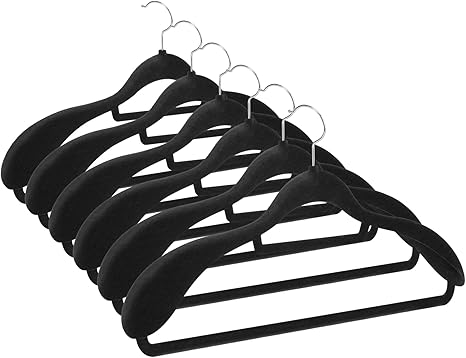 6 Pack Suit Hangers for Men, Velvet Suit Hangers with 360 «� Rotating Hooks, Space-Saving Non-Slip Suit Jacket Hangers, Suitabl for Dress, Pants, Shirts, Skirts, Ties