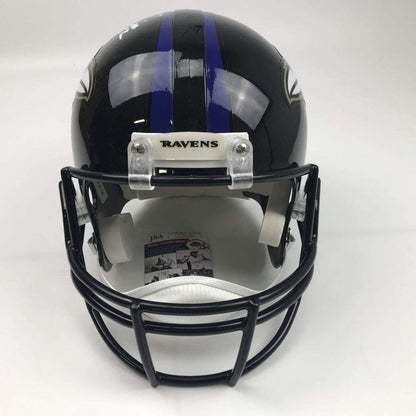 Autographed/Signed Ray Lewis Baltimore Ravens Full Size FS F/S Replica Football Helmet JSA COA