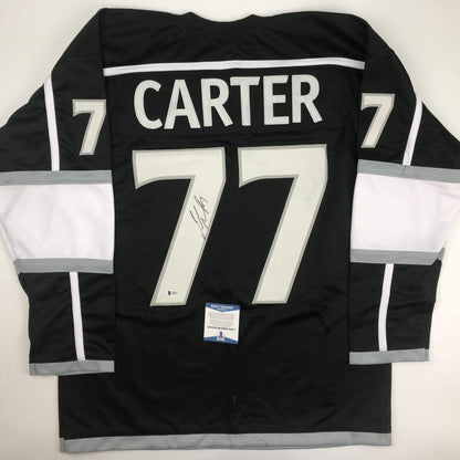 Autographed/Signed Jeff Carter Los Angeles LA Black Hockey Jersey Beckett BAS COA