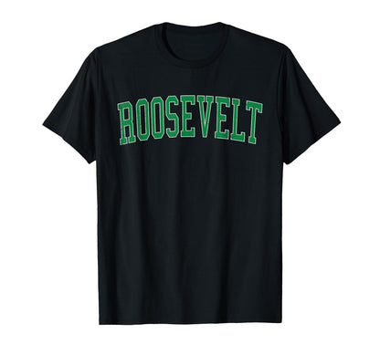 Roosevelt Ny Distressed Green T-Shirt - Fun Novelty Design for Adults