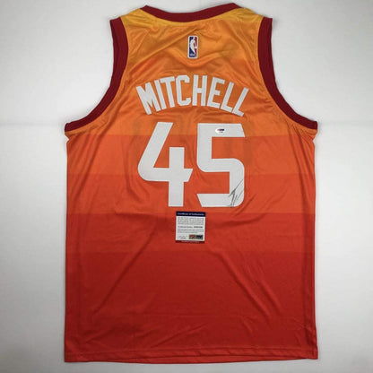 Autographed/Signed Donovan Mitchell Utah Orange Basketball Jersey PSA/DNA COA
