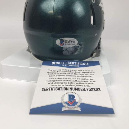 Autographed/Signed Zach Ertz Philadelphia Eagles Football Mini Helmet Beckett BAS COA