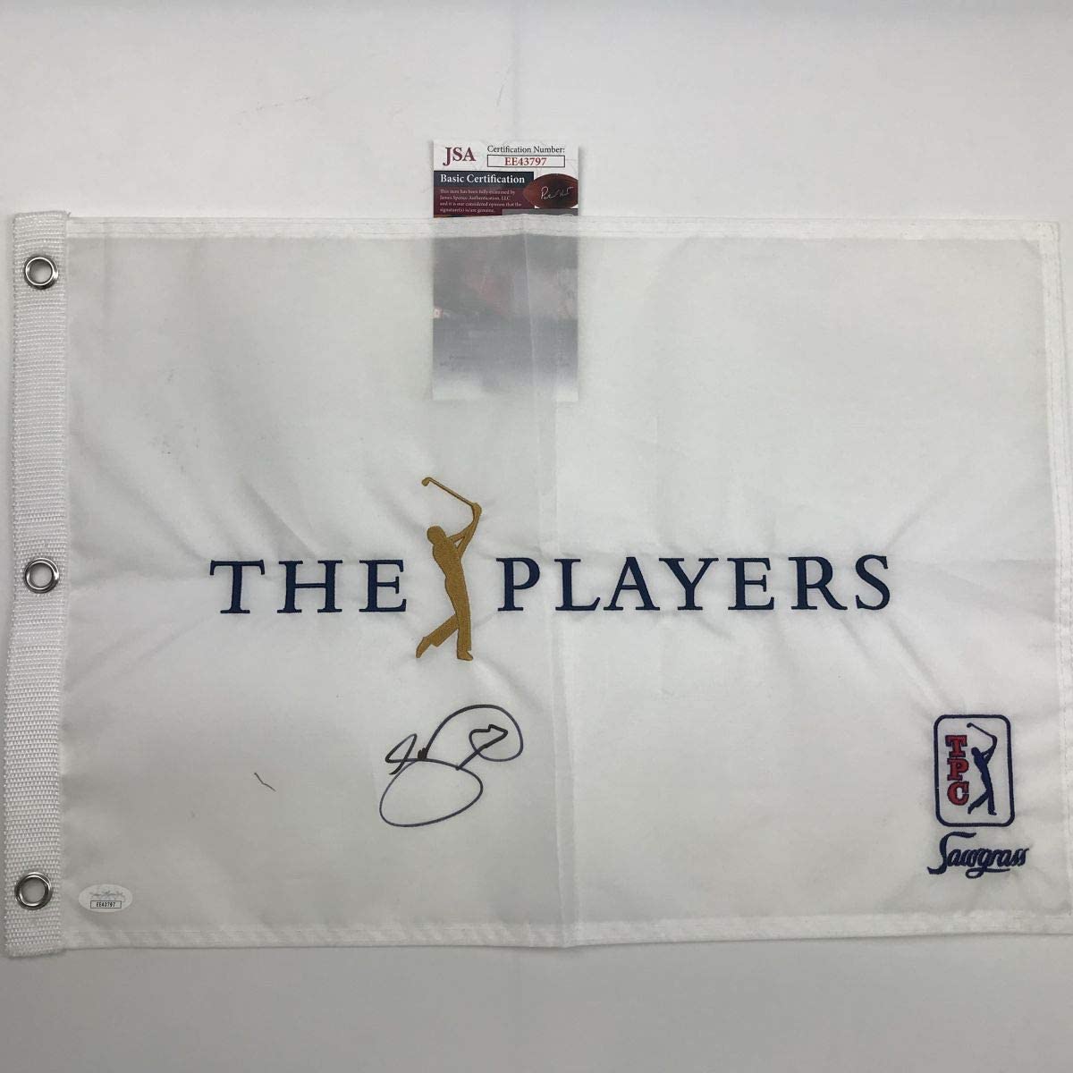 Autographed/Signed Jason Day The Players White PGA Championship Golf Flag/Pin JSA COA Auto