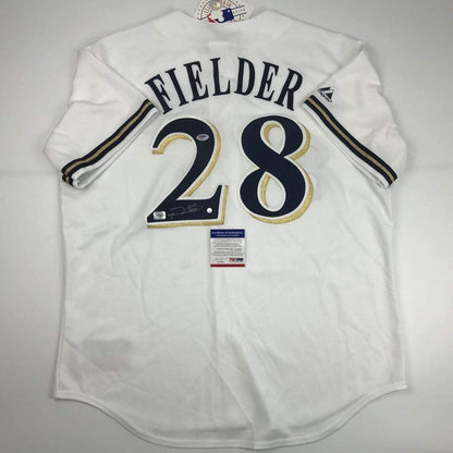 Autographed/Signed Prince Fielder Milwaukee White Baseball Jersey PSA/DNA COA