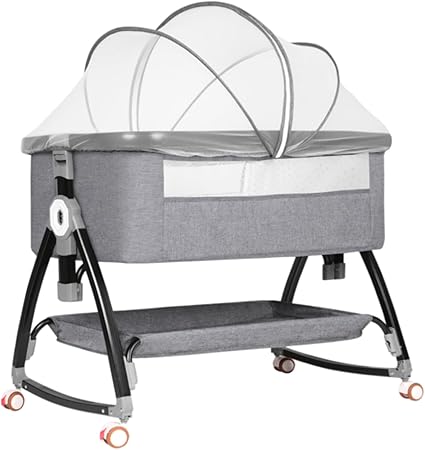 Baby Bassinet Bedside Sleeper, Bedside Bassinet for Baby, 3 in 1 Bedside Crib with Adjustable 6 Height, Portable Bassinet for Newborn/Infant, Baby Bassinet with Wheels/Storage Basket/Mosquito Net