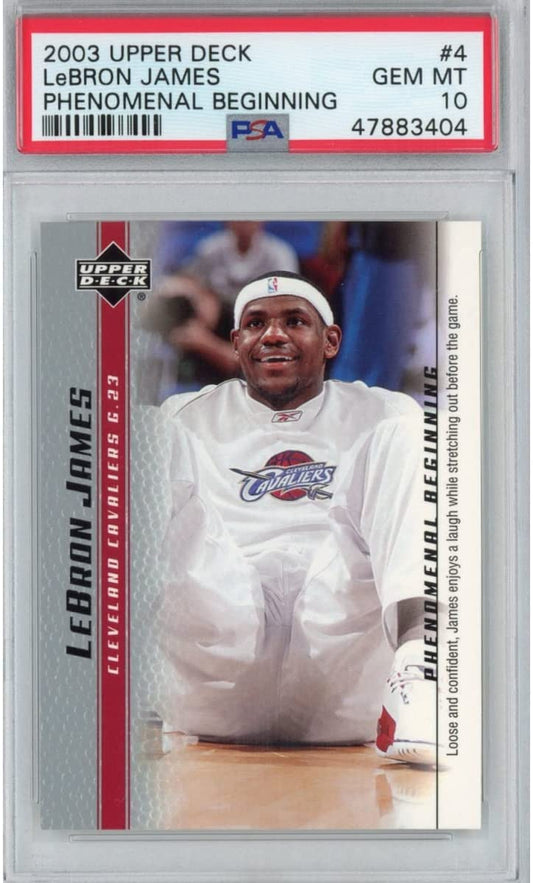 Graded 2003-04 Upper Deck UD LeBron James #4 Phenomenal Beginning Rookie RC Basketball Card PSA 10 Gem Mint