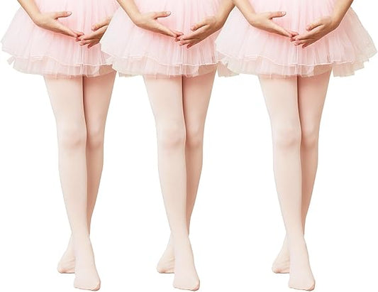 CHUNG Toddler Little Big Girls Dance Tights Ballet Footed Pantyhose Class School Uniform Stretchy Durable Opaque 2-14Years