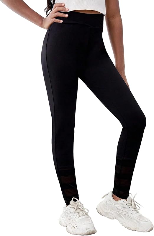 Zaclotre Girls Athletic Leggings Kids High Waist Yoga Pants Tennis Runnig Workout Footless Active Legging Pants