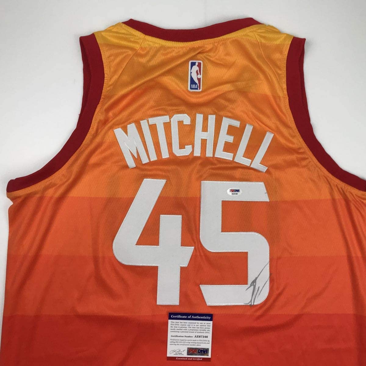 Autographed/Signed Donovan Mitchell Utah Orange Basketball Jersey PSA/DNA COA