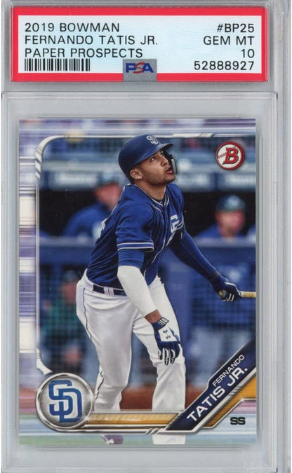 Graded 2019 Bowman Paper Products Fernando Tatis Jr. #BP25 Rookie RC Baseball Card PSA 10 Gem Mint