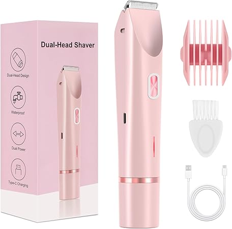 2025 New Glow Aura Bikini Shaver, Glowshave 2-in-1 Women's Body Shaver(Pink)