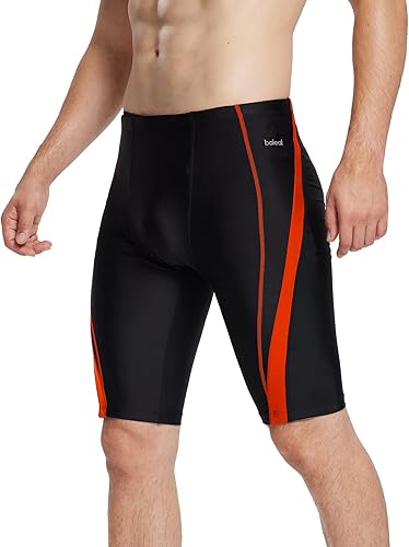 BALEAF Men Swim Jammer Athletic Swimming Swimsuit Competition Training Team Swimwear Lap Racing Black