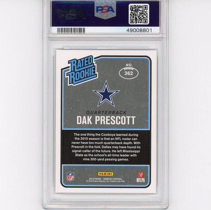 Graded 2016 Panini Donruss Dak Prescott #362 Rookie RC Football Card PSA 10 Gem Mint