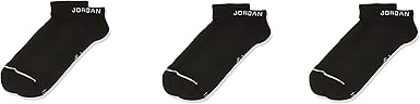Nike Mens 3-Pack Jordan Jumpman No-Show Socks Black/White SX5546-010 Size X-Large