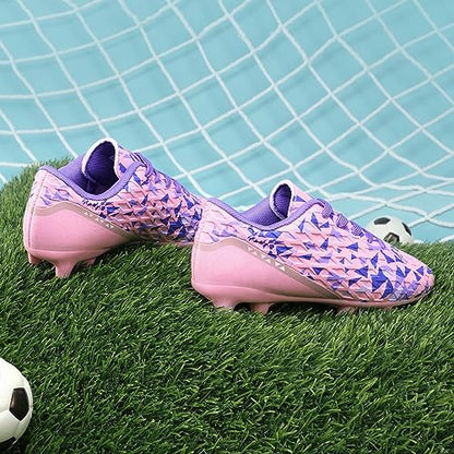 DREAM PAIRS Girls HZ19003K Soccer Football Cleats Shoes Pink Purple Size 1 M US Little Kid
